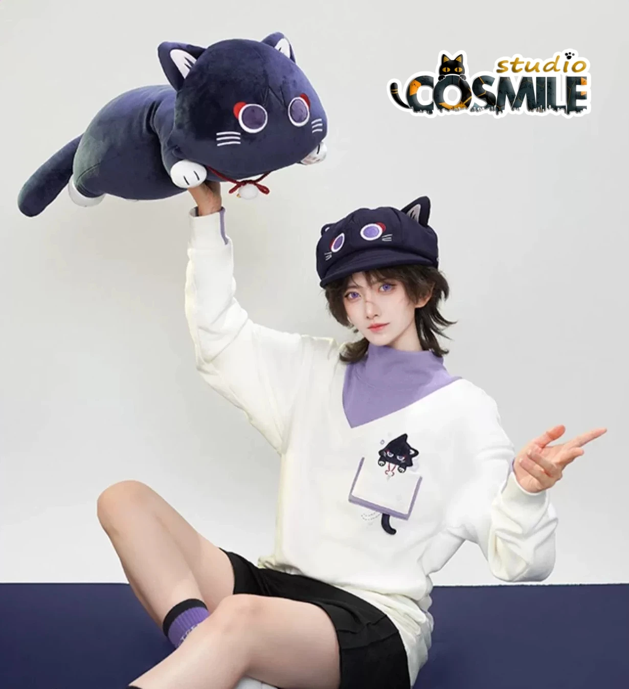 

Genshin Impact Official Original Scaramouche Kunikuzushi Sanbing Wanderer Cat Neko Stuffed Plushie Plush Doll Toy YS Oct