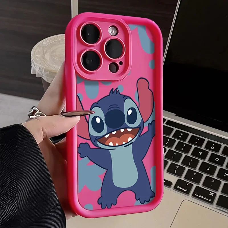 Disney Lovely Stitch funda de silicona para iPhone 15 Pro Max 14 13 12 11 Pro Max XR XS X 8 7 15 Plus SE2, funda suave a prueba de golpes