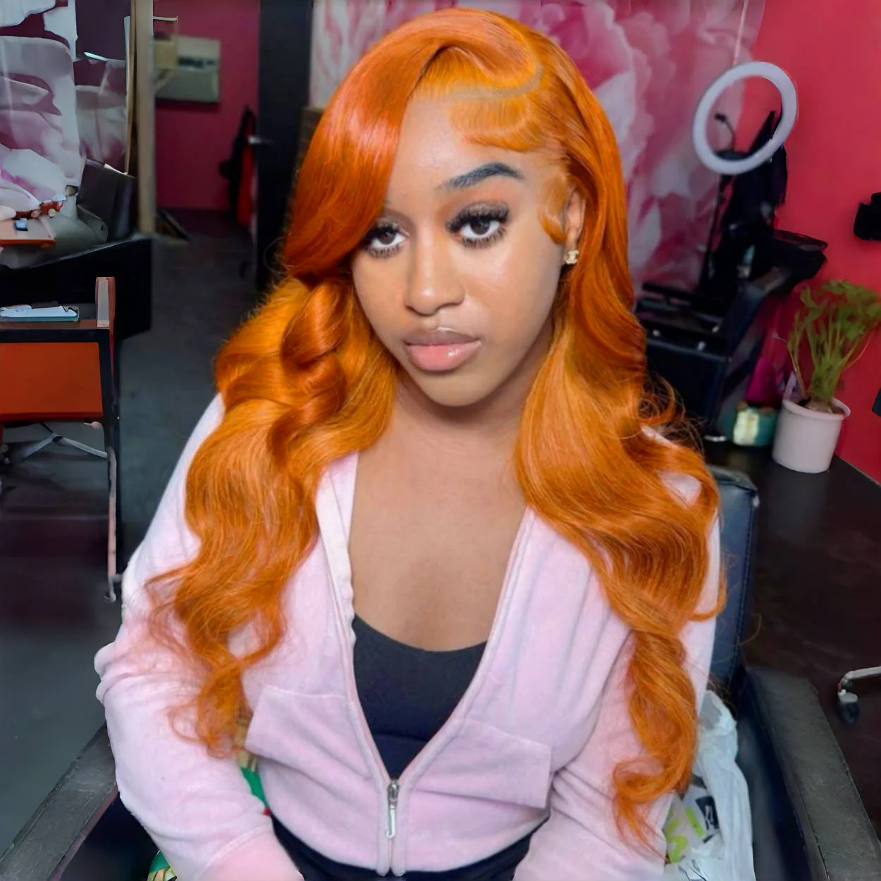 13x6 Hd Body Wave Orange Ginger Lace Front Wig Human Hair 100% Brazilian 13x4 Lace Frontal Colored Wigs For Black Women 34 Inch