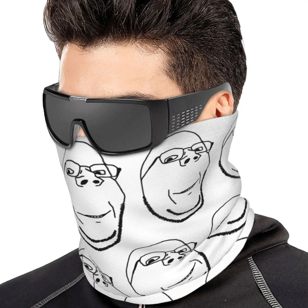 Smiling Wholesome Wojak Soyjak Bandana Neck Cover Printed Magic Scarf Multifunction Cycling Scarf For Men Women Adult Washable