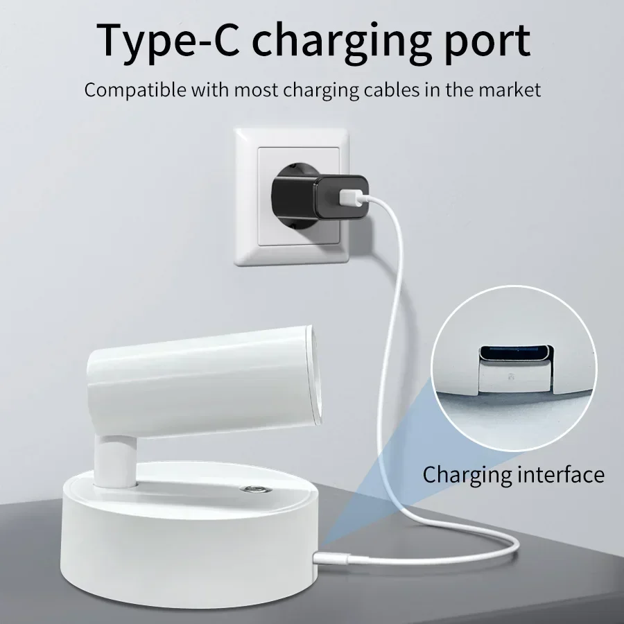 مصباح جداري LED لاسلكي 3 ألوان كشاف داخلي قابل للتعديل أضواء اتجاهية لسلالم غرفة المعيشة وغرفة النوم والممر #5