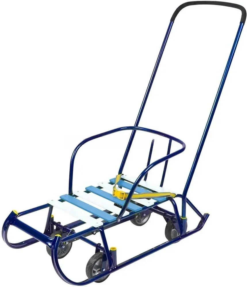 Durable Plastic Lightweight Kids' Toboggan Sleds Winter Snow Tubes with Tow Strap & Pull-Up Brakes