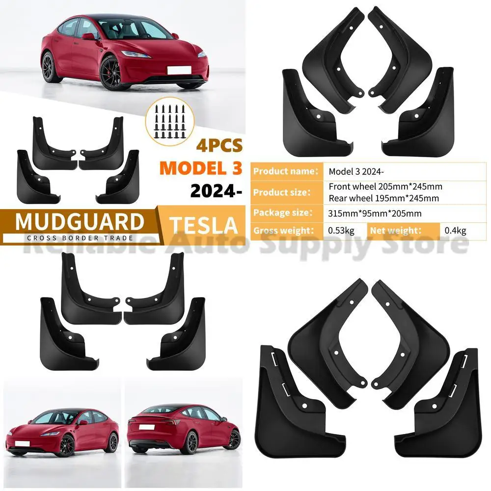 

For Tesla Model 3 2024-2025 Upgraded Mud Flaps Premium Quality Durable Protection Stylish Design Easy Installation