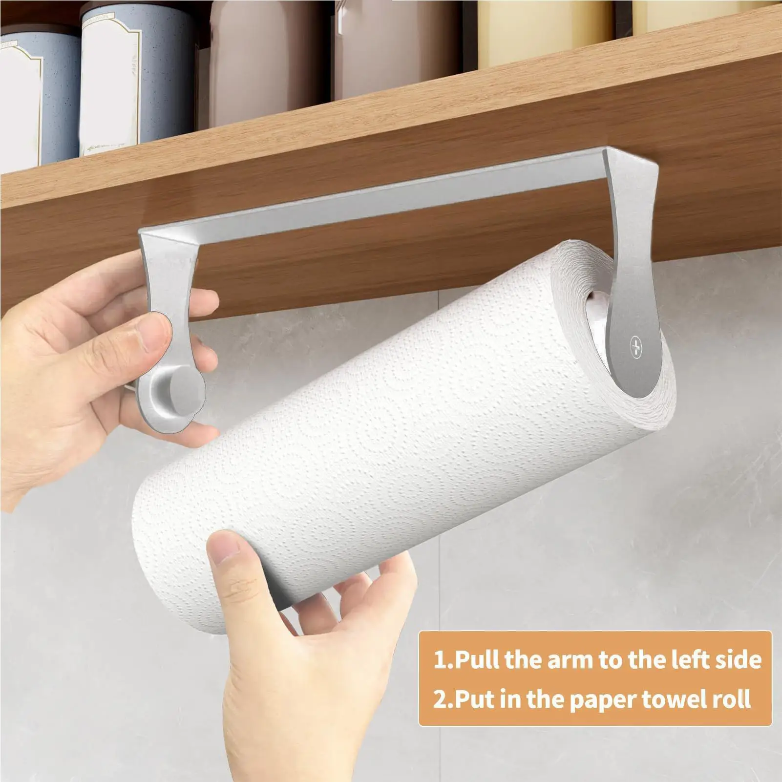 Paper Towel Holder Self Adhesive Organizer Under Counter Towel Roll Rack For Kitchen Bathroom Pantry Laundry Room Office Garage