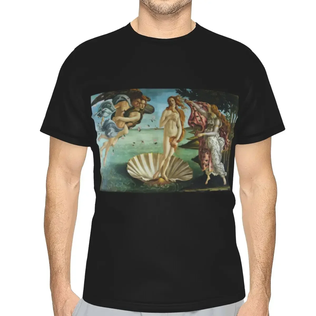 polyester The Birth Of Venus By Sandro BotticelliT-Shirt Men's Fashion T Shirt Men Crew Neck Summer Shirts Tops