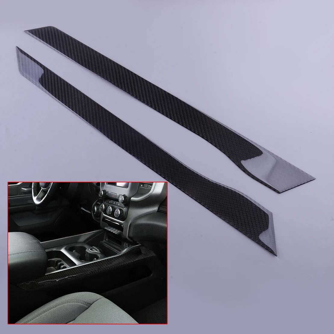 

2Pcs Car Interior Center Console Armrest Box Side Panel Cover Trim Strip Fit for Dodge Ram 1500 2018-2020 2021 2022 Carbon Fiber