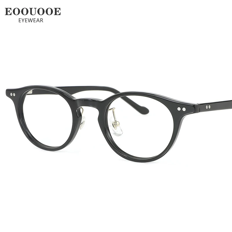 EOOUOOE New Fashion Women Eyeglass Retro Round Acetate Glasses Frame Optics Myopia Hyperopia Prescription Lenses Red Pink Green