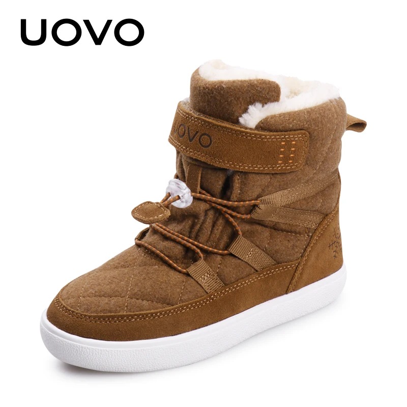 UOVO, recién llegado, invierno, moda de nieve para niños, botas cálidas para niños, zapatos para niños y niñas con forro de felpa, talla 31-37