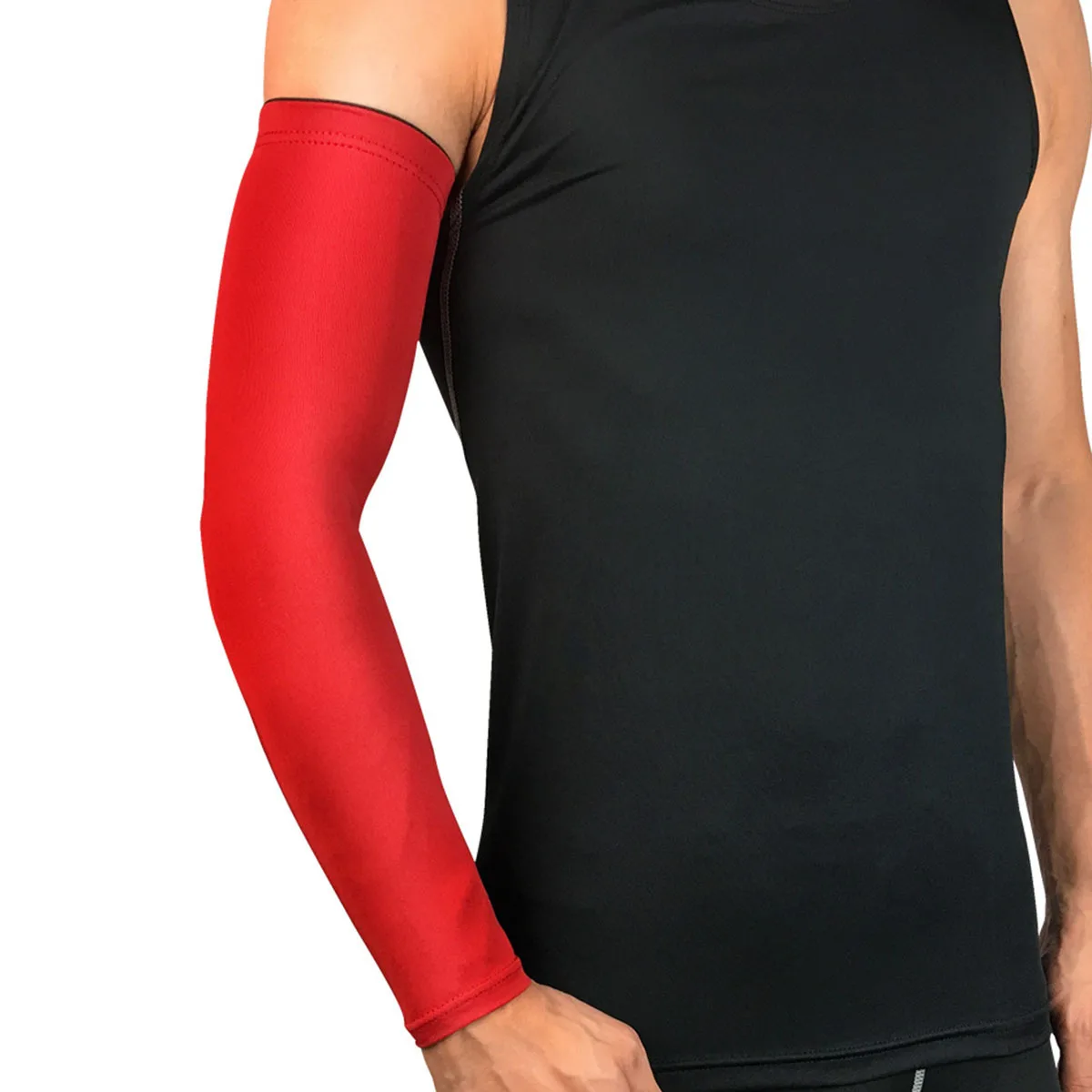 Manchons de bras de Protection solaire légers, 2 pièces, bouclier Uv, manchon de cyclisme pour Sports de plein air, pêche, course à pied, hommes et femmes, taille rouge