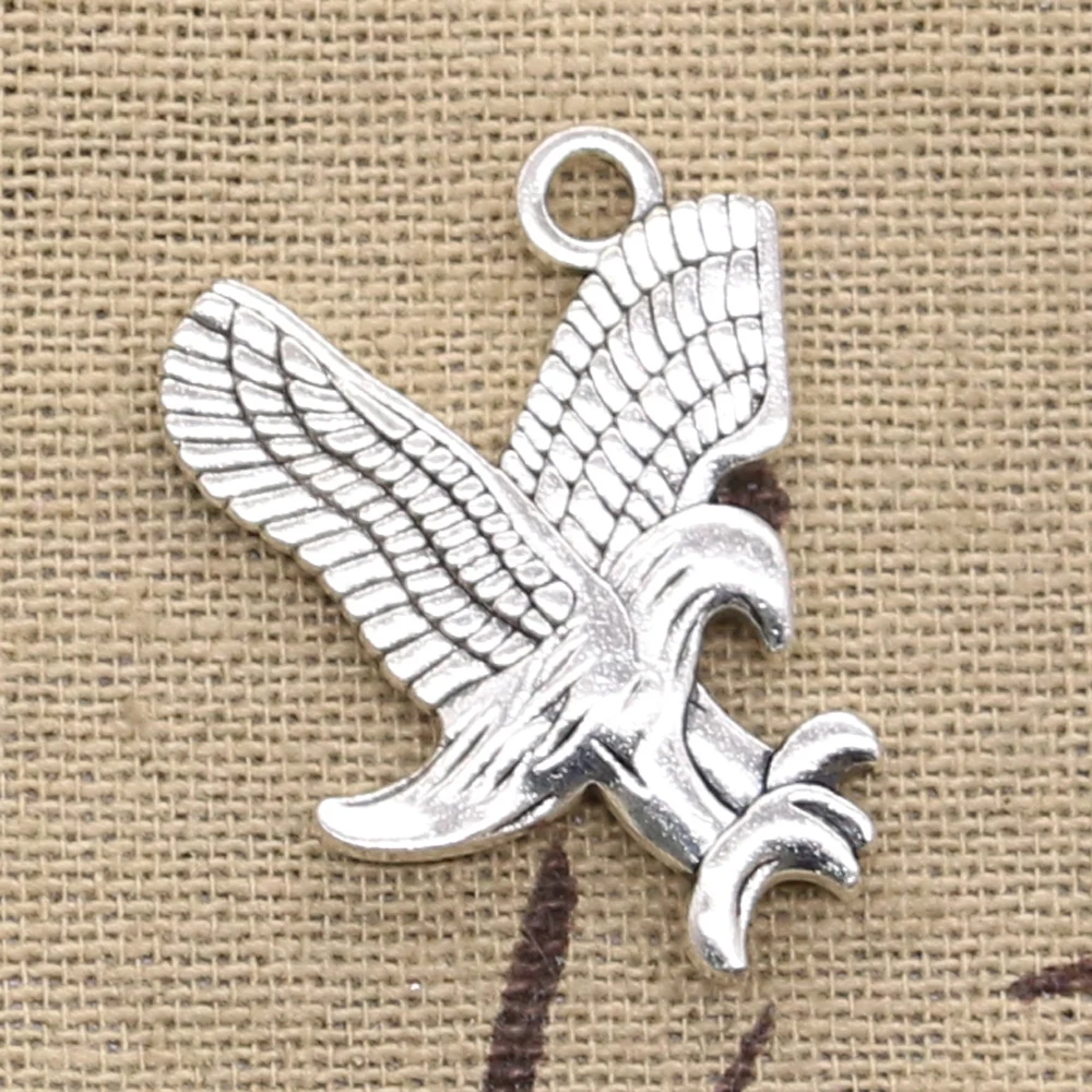 8pcs Charms Hawk Eagle Hunting 29x24mm Antique Silver Color Pendants DIY Crafts Making Findings Handmade Tibetan Jewelry