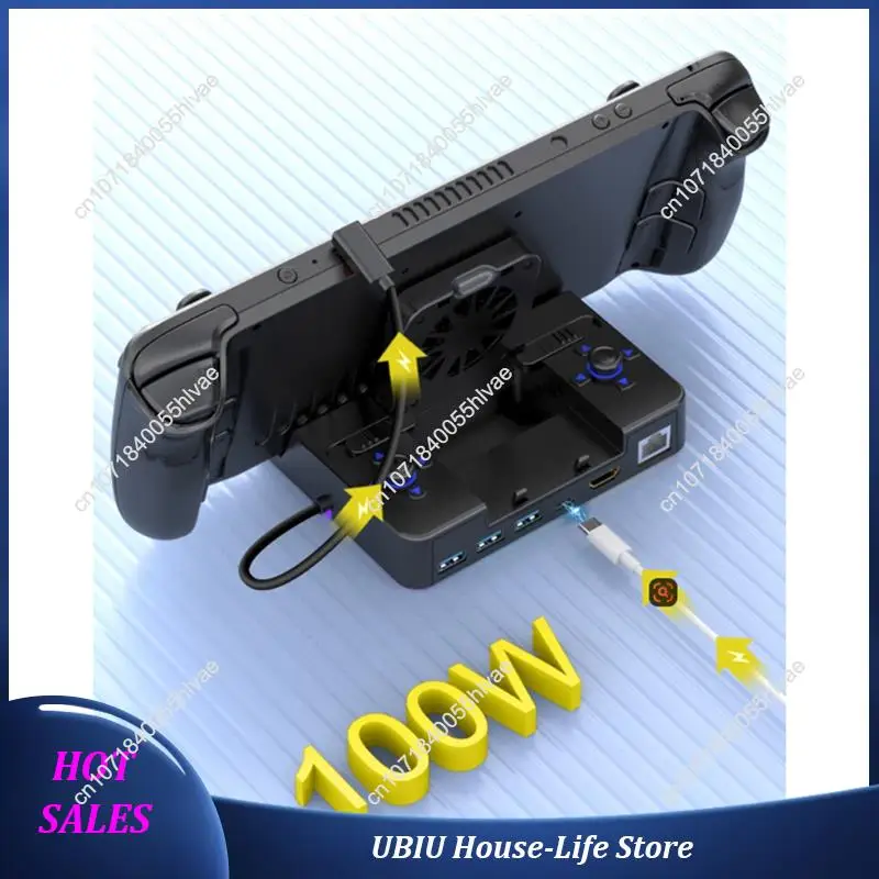 For Steam Deck Expansion Dock Handheld Bracket Expansion -Compatible Projection USB Radiator Foldable With Light-Best Sellin