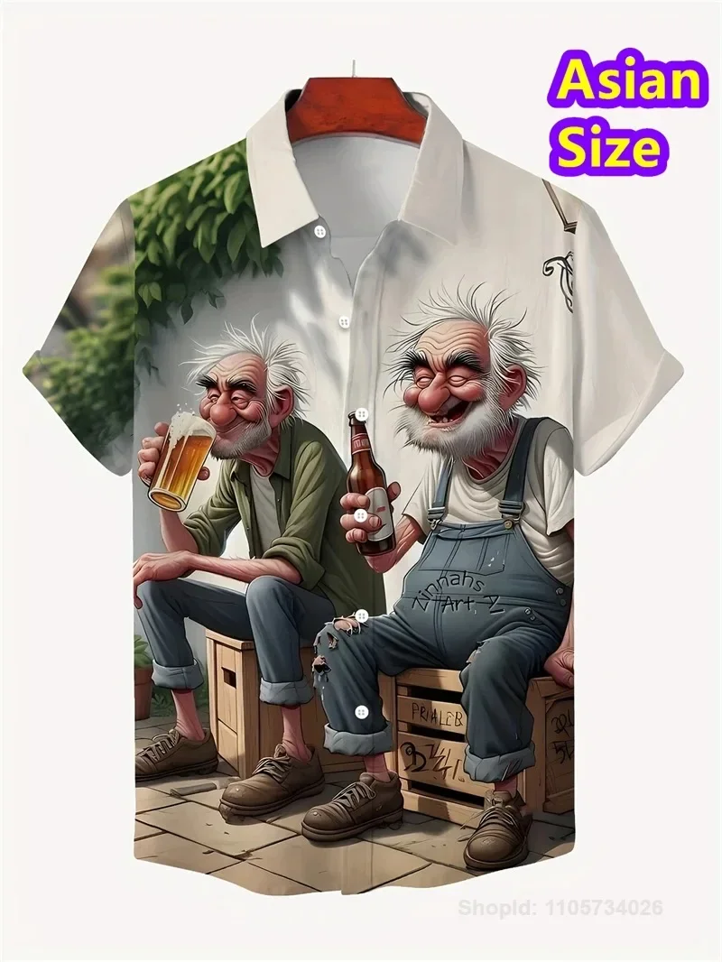 Hawaiian Shirt Man Streetwear Car Beer 3d Print Graphic Street Beach Men's Casual Short Sleeves Button-down Top