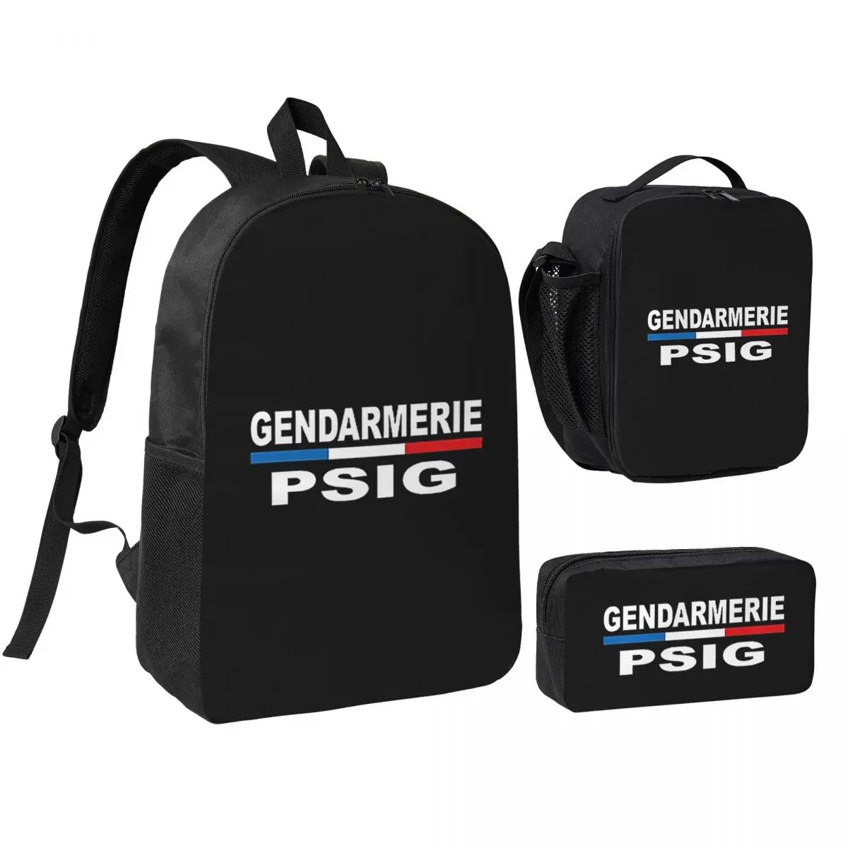 

PSIG GENDARMERIE PATCH Backpack Student BookBag School Bag Shoulder Bags 3ps Insulated Lunch Bag Pencil Case