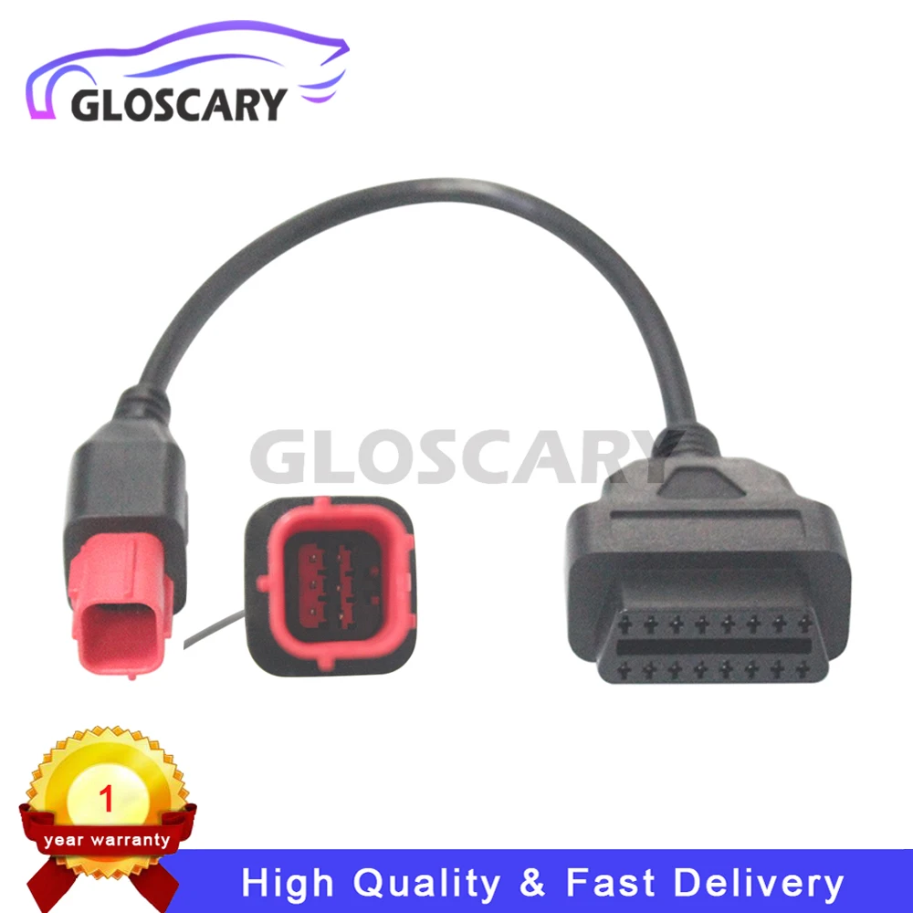 6Pins OBD2 Adapter Diagnostic Cable For Guzzi Kawasaki Suzuki Yamaha Piaggio Vespa Honda Motorcycle Fit CAN Bus and K-Line