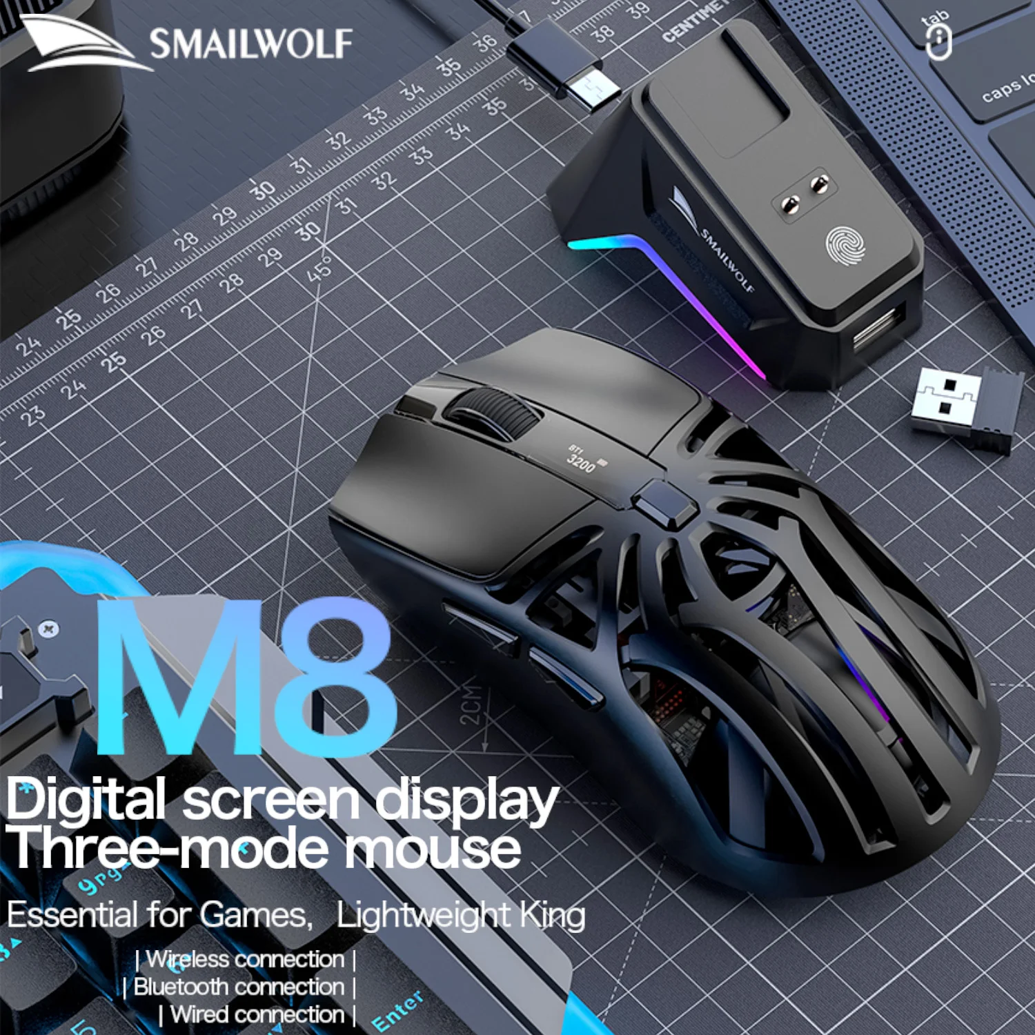SMAILWOLF M8 Bluetooth üç modl - Esports Gaming Mouse Wireless incelemesi ve fiyatı