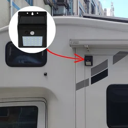 Lampes solaires murales étanches à 20 LED avec capteur, mode induction, pièces de quincaillerie, sécurité de l'alimentation, remorque de voyage, caravane