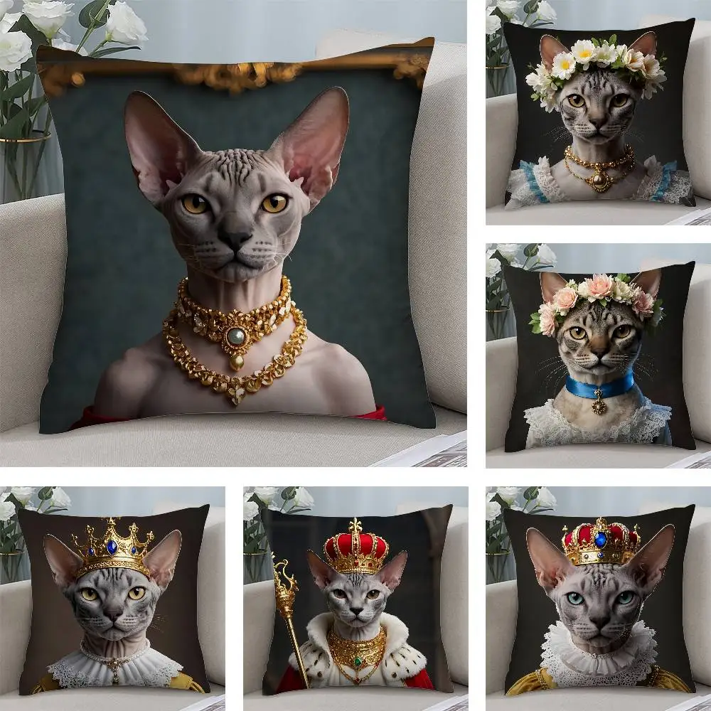 

Наволочка с изображением королевского сфинкса в стиле Ренессанс, квадратная двухсторонняя наволочка с принтом для дивана, домашней спальни, декор, подарок