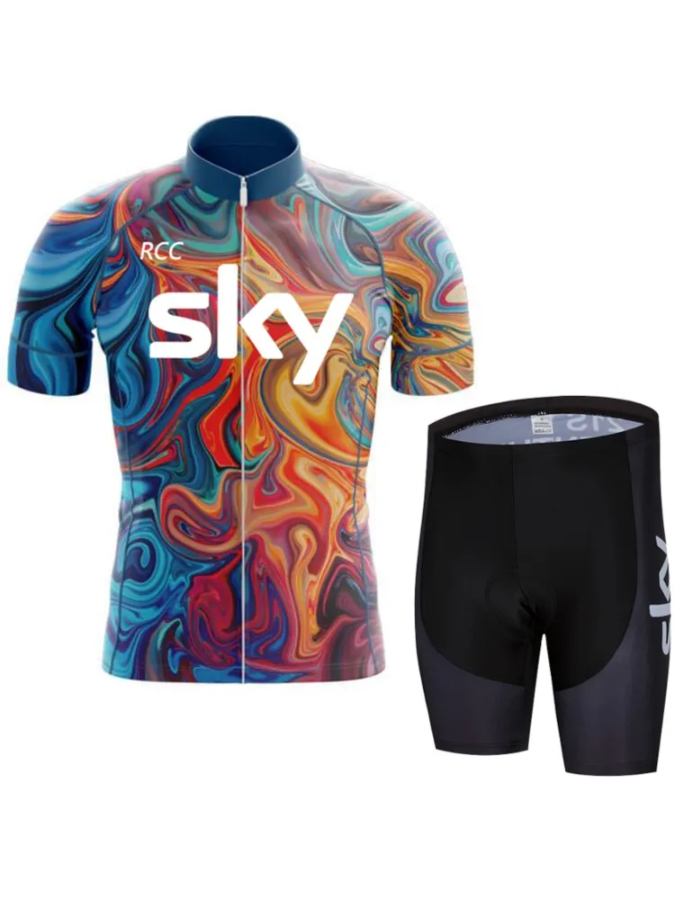 AliExpress RCC SKY Cycling jersey 2025 Sets Men Cycling Clothing Summer Short Sleeve MTB Bike Suit Road Racing Bicycle Breathable Riding Clothes