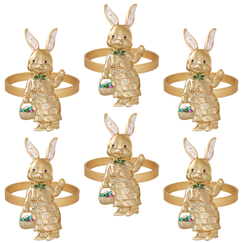 

Golden Alloy Napkin Rings Elegant Bunny Shaped Buckles Tableware Decor Serviette Buckles Home Serviette Accessories