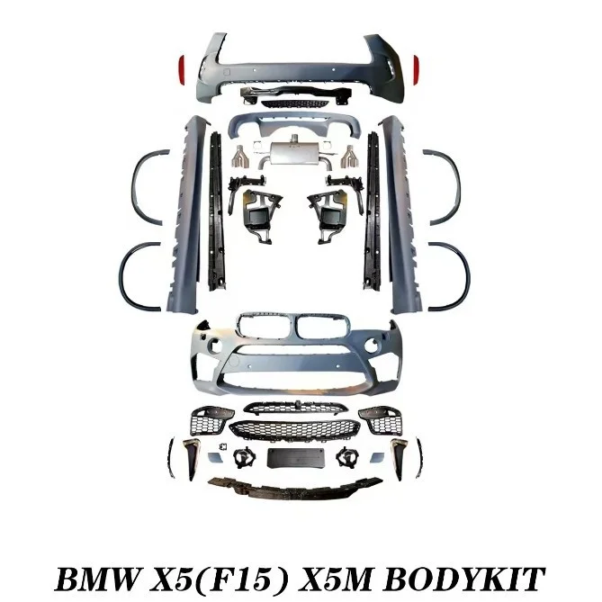 High Quality Front Rear Surround Bumper Assembly Black Mesh Side Skirt for BMW X5 F15 X5M 14-18 Upgrade Kit Modified X5M New