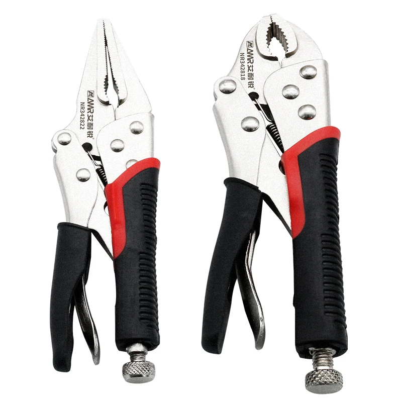 Locking Pliers Lock Pliers Curved Jaw Pliers Straight Long Nose Pliers Multi-function Welding Tools Rubber Handle 5/6.5/7/9inch