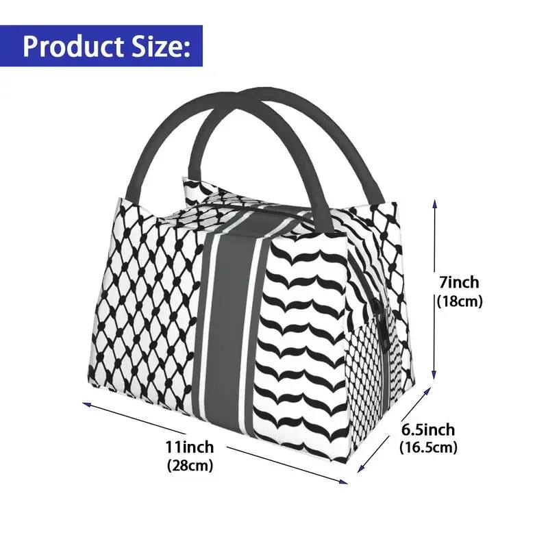 Palestinian Keffiyeh Insulated Lunch Bags Outdoor Picnic Palestine Arabic Hatta Kufiya Waterproof Cooler Thermal Lunch Box Women