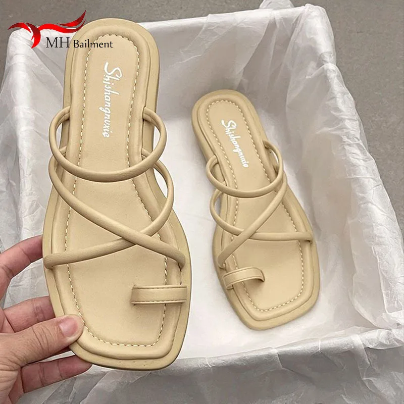 2023 Platform Women Slipper Fashion Narrow Band Ladies Summer Outdoor Beach Flip Flops Wedges Heel Slides Ladies Sandal Shoes