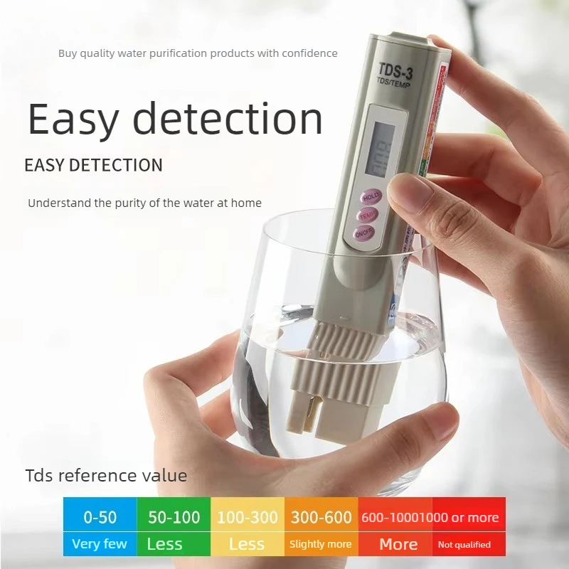 3 Keys TDS Water Tester with Temperature Detection Water Quality Test Pen Paper Box Packaging TDS Measurement Pen (2PCS)