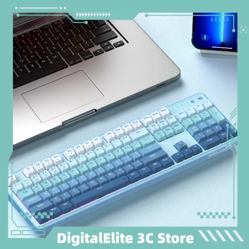 

KS104 Mechanical Keyboard Bluetooth Wired Wireless Multi Device Connection Gasket Smart Structure Supporting Win/mac Systems