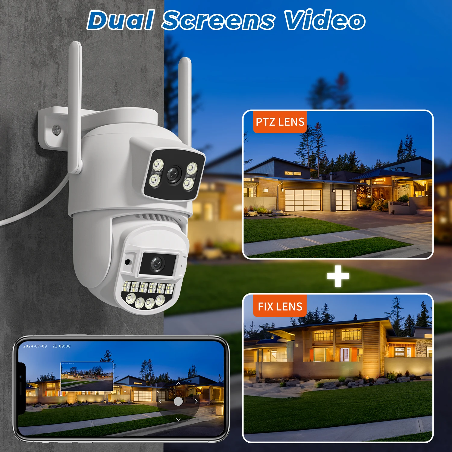 2.4G/5G Wifi Surveillance Camera Outdoor 10MP 5K IP Camera Dual Lens Human Detection 5X Digital Zoom 8MP 4K WIFI Security Camera