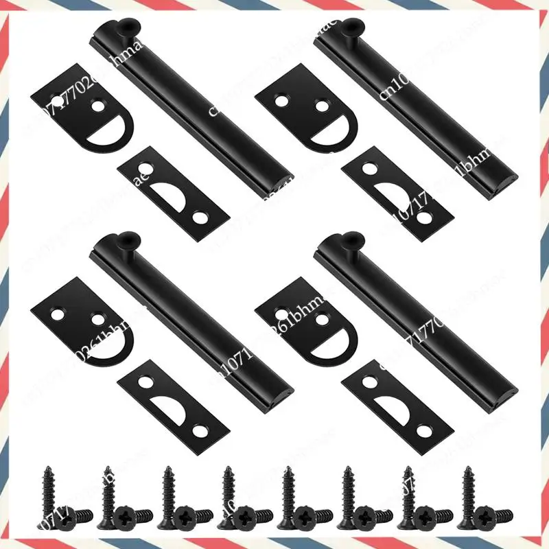 

-A21Z 4Pack Security Slide Latch Bolt Door Slide For Flush Or Recessed Doors And Gates Black
