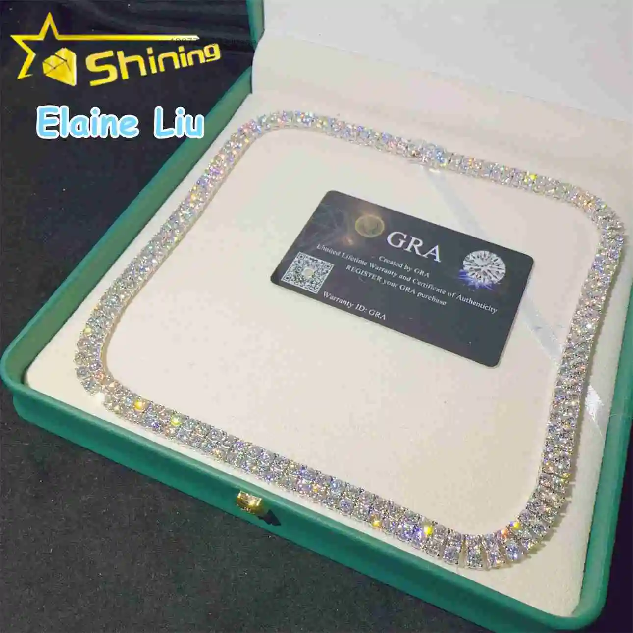 S925 necklace Moissanite Custom Silver 925 Hip Hop Jewelry VVS Moissanite Diamond Iced Out Moissanite Diamond Tennis Chain Ne