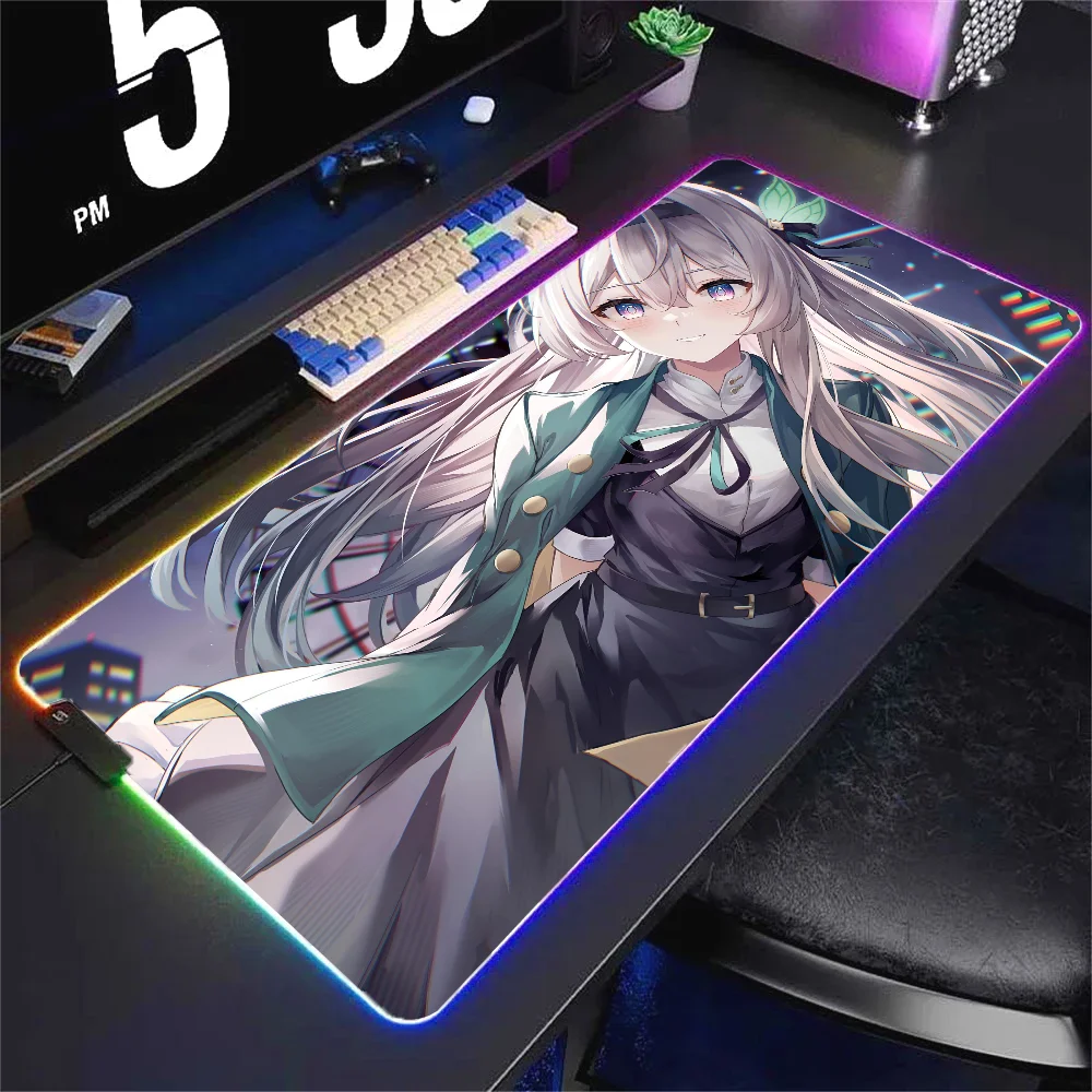 Firefly Honkai Star Rail  Mousepad XXL RGB Gaming Mouse Pads HD Black Gamer Accessories Large LED