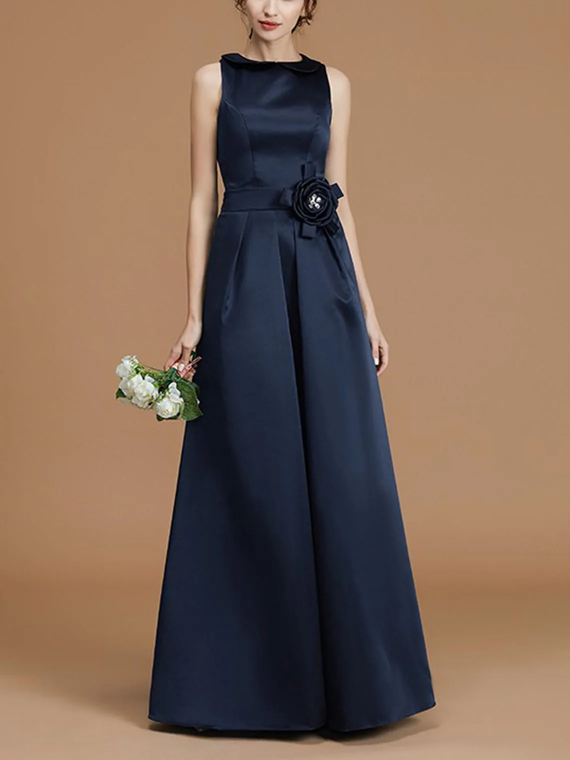 

Fashions A-Line Prom Evening Dress Sleeveless Satin Bateau Neckline Floor-Length Sequins Pleated Prom Gown 2025 Free Customized