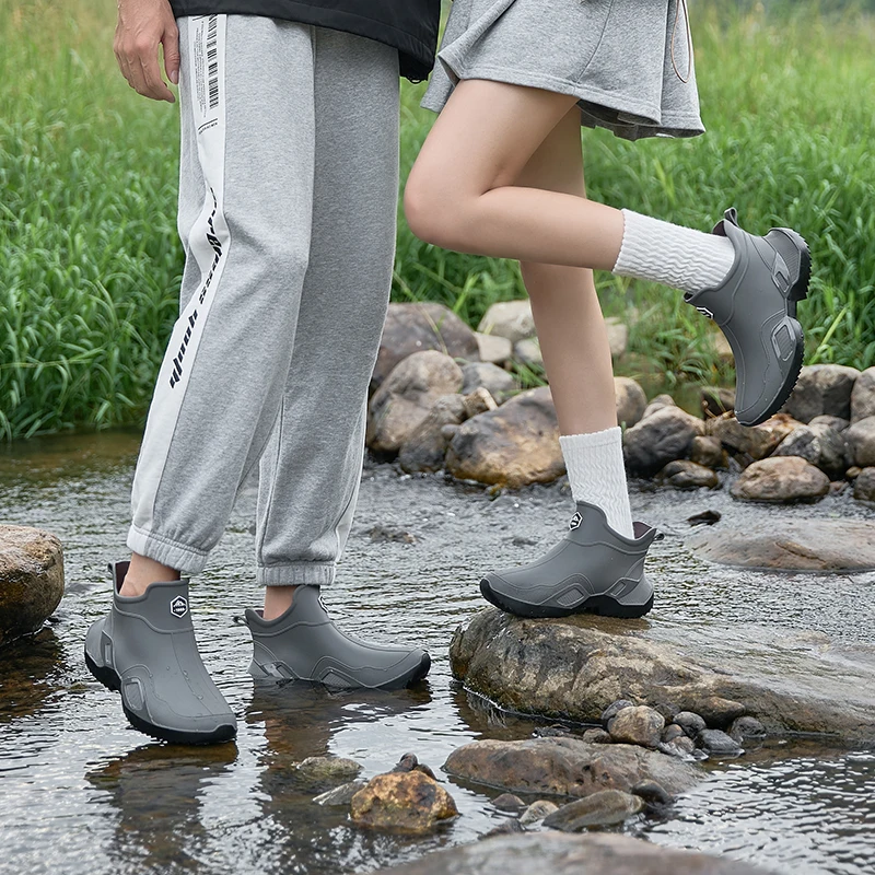 

Fashionable Rain Boots for Men New Rainproof and Waterproof Shoes, Short Non-slip Casual Fishing Rubber Boots Work RubberShoes