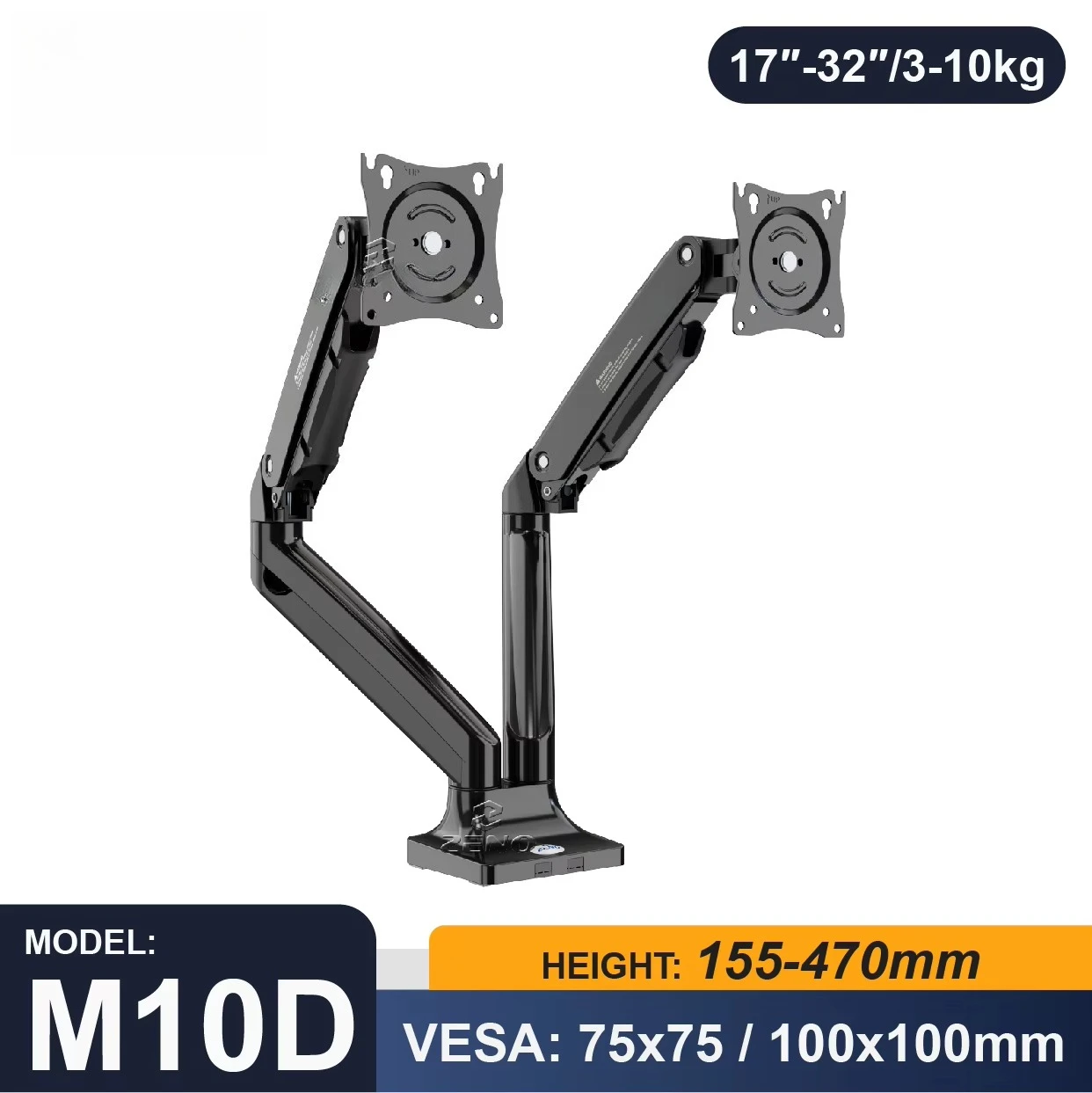 Hot Selling Adjustable Dual Arm Monitor Bracket Gas Spring PC 17-32 Inch Screen Double Monitor Desk Mount Wall Mount