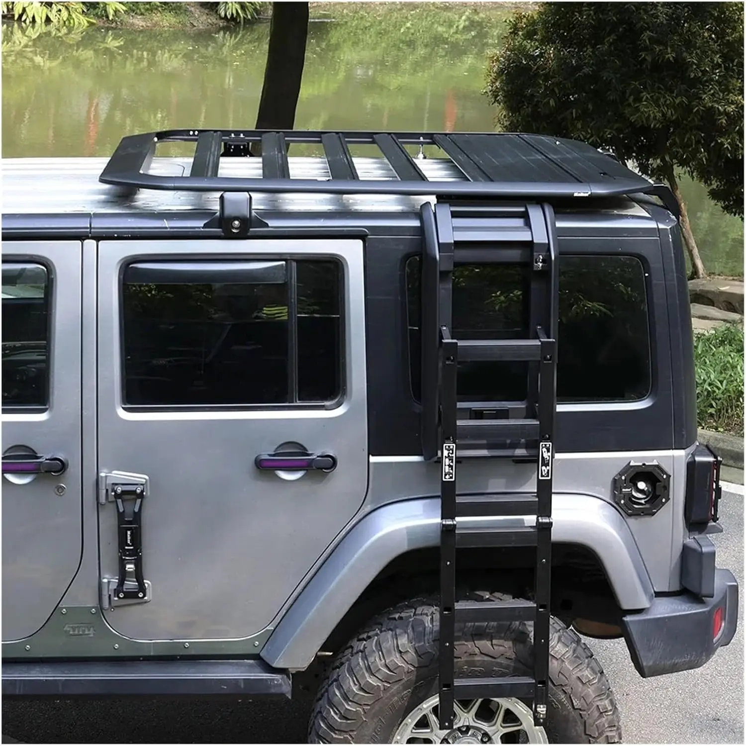 Roof Rack Luggage Rack With Car Body Stairs Ladder For Jeep Wrangler JL 2018+ Car Storage Rack Car Roof Cargo Carrier