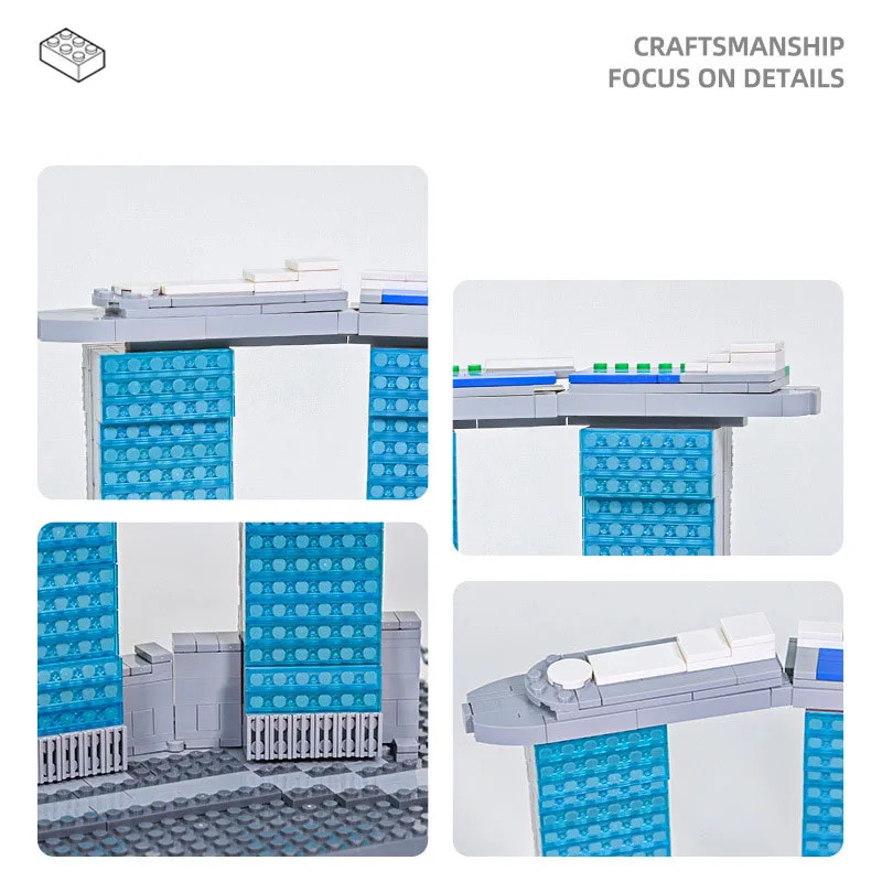 สถาปัตยกรรมสมัยใหม่ โรงแรมหรูหราในซิงคโปร์ โรงแรมมารีน่าเบย์แซนด์ แบบจำลองอาคาร ตัวต่อ ของเล่นเสริมพัฒนาการสำหรับเป็นของขวัญ