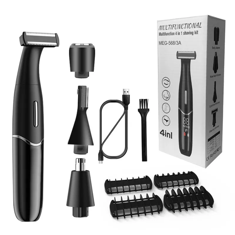 4 in 1 Intimate Areas Haircut Shaver Men Bikini Line Sensitive Razor Balls Eggs Pubic Hair Shaving Trimmer Face Beard Clipper