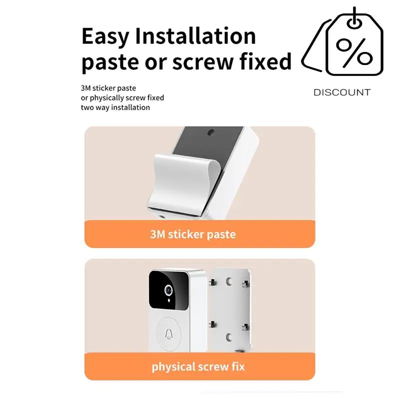 ABMF-X9 Беспроводной визуальный дверной звонок Интеллектуальный бытовой звонок Визуальный вызов Переменный голосовой домофон Напоминание о просмотр в реальном времени