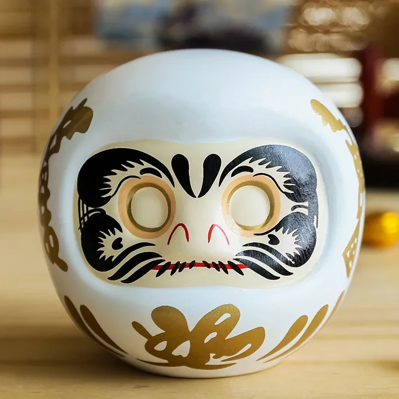 4 Inch Japanese Ceramic Daruma Doll Lucky Cat Fortune Ornament Money Box Office Tabletop Feng Shui Craft Home Decoration Gifts