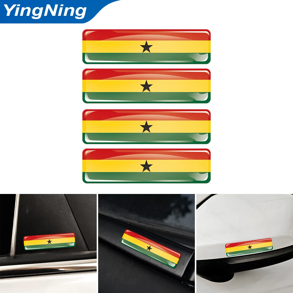 

4PCS Ghana Flag Sticker 3D Domed Waterproof Decals Ghanaian National Emblem Car Styling Accessories for Toyota Honda Ford Kia