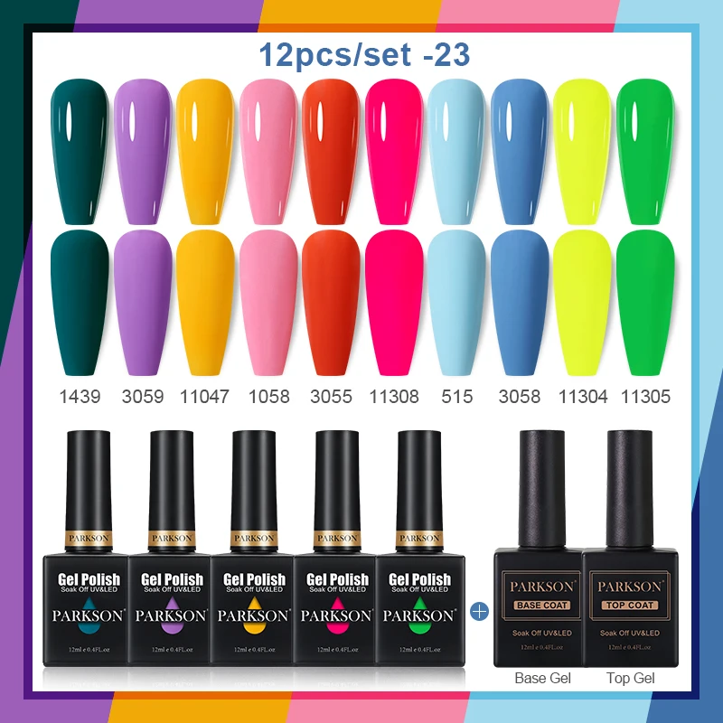 Parkson Nude Series Gel-Nagellack-Set, 12-teilig, Soak Off Base Top Coat, ungiftig, semi-permanent, langlebig, Nail Art Maniküre-Set