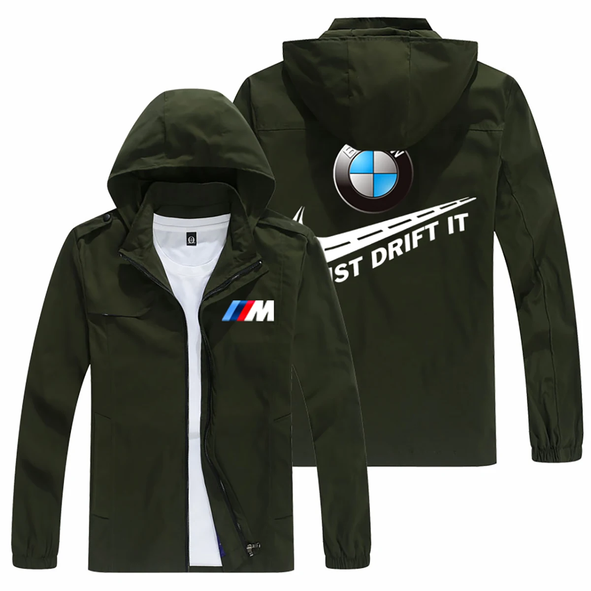 New Style BMW Logo Men's Flight Jacket BMW Logo Outdoor Motorcycle Detachable Hood Plus BMW Logo Motorcycle Windproof Jacket