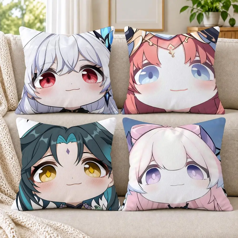 Nilou Xiao Genshin Impact Cushion Cover Soft Short Plush Pillow Cases Hidden Zipper Cutecore Sofa Bedroom Home Decor Gift