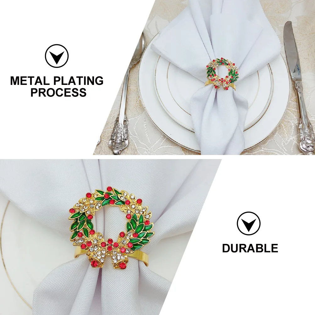 

2 Pcs Napkin Holder Ring Christmas Wreaths Metal Plating Process Elegant Buckles