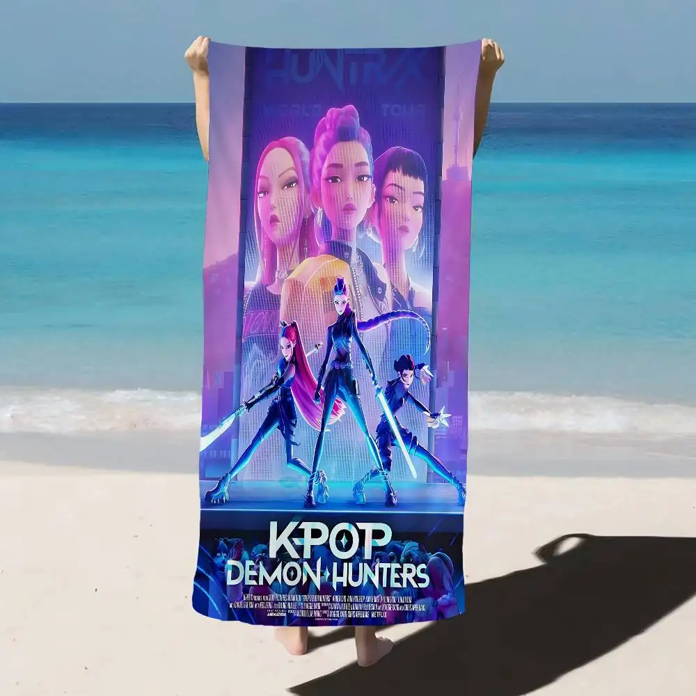 شعبية أنيمي K-Pop D-demon H-hunters كبيرة ستوكات مناشف الشاطئ منشفة سريعة الجافة الرمال مناشف الشاطئ بركة منشفة للسفر السباحة