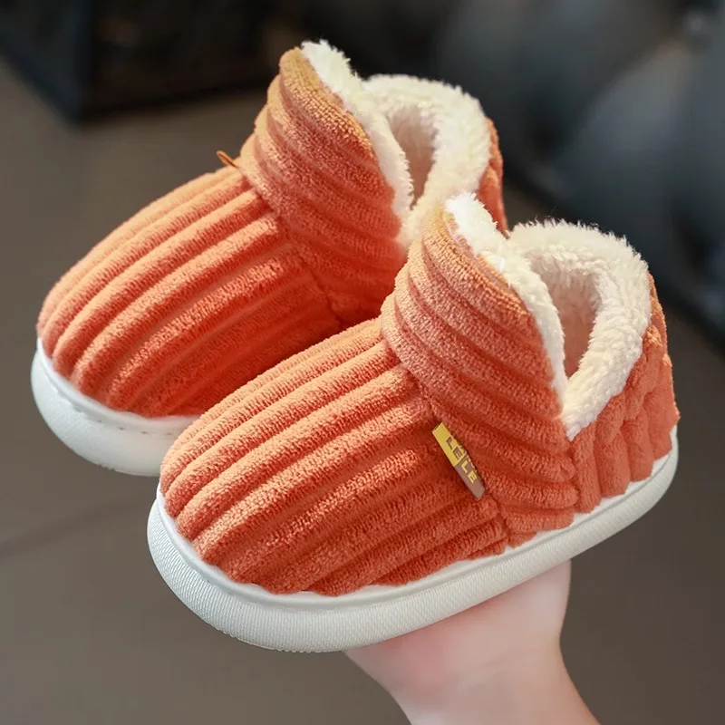 Winter parent-child plush warm thick bottom children's home anti slip bag with cotton slippers