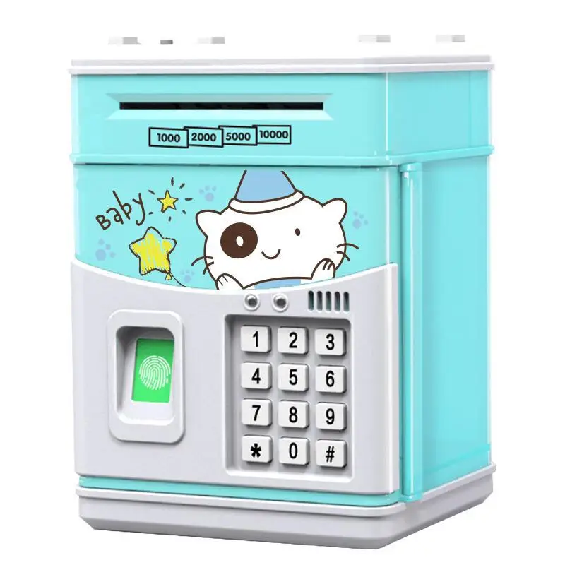 Simulated Fingerprint Sensing Children\'s Piggy Bank Cartoon ATM Password Box Automatic Roll Money Creative Gift Toy