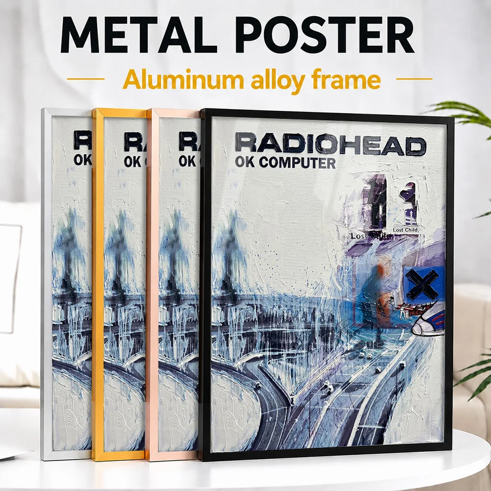 Radiohead OK Computer Album Framed Metal Print Customized Photo Curated Sound Style Wall Art For Music Room Memorable Fan Gift